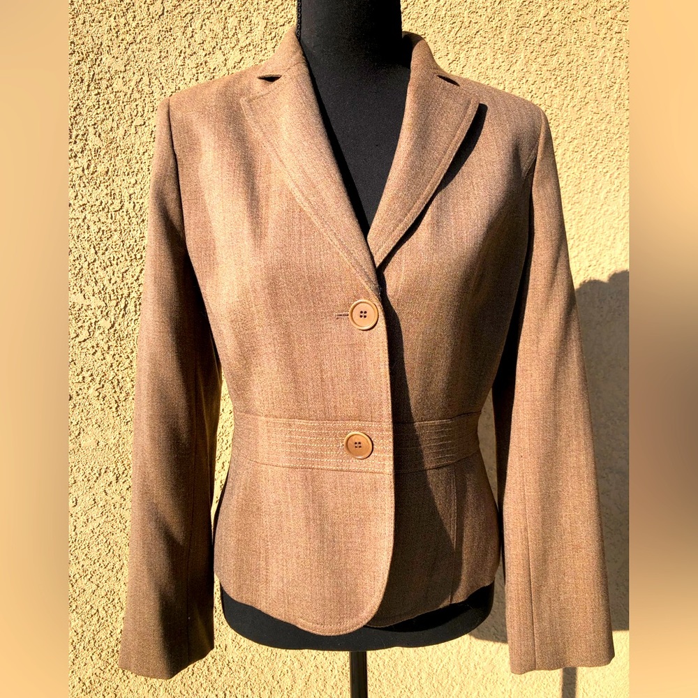 NWOT LOFT 6P Light Brown/Taupe Wool Fitted Blazer Jacket